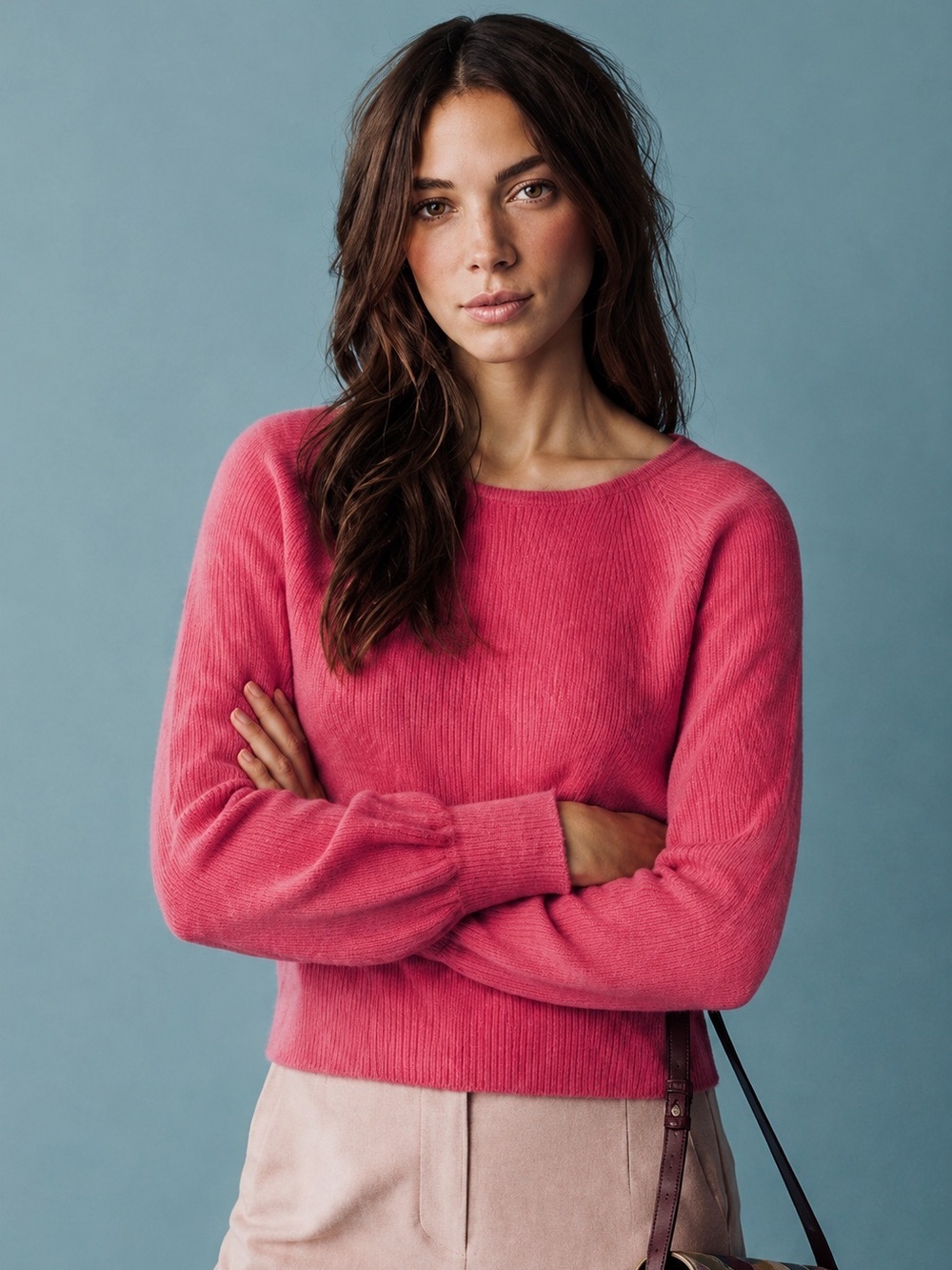 Kinross 100% Cashmere Ribbed Sweater Small Watermelon Pink Scoop Neck